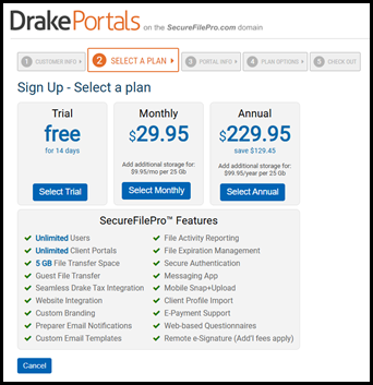 Choose the annual plan if you want to provision portals for sub-accounts.